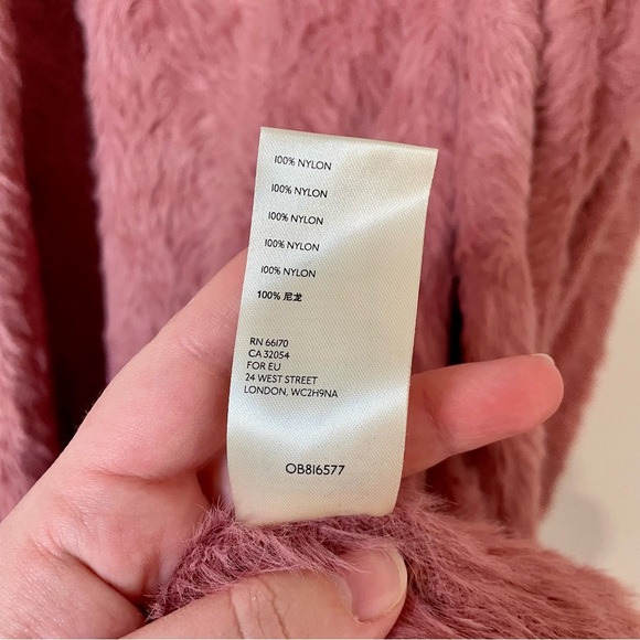 Free People Fuzzy Faux Fur Open Cardigan Dusty Pink Size Extra Small - Picture 8 of 9